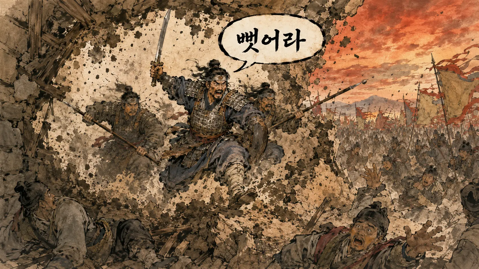 안시성 전투 토산 역전 고구려 결사대 돌격 장면 만평