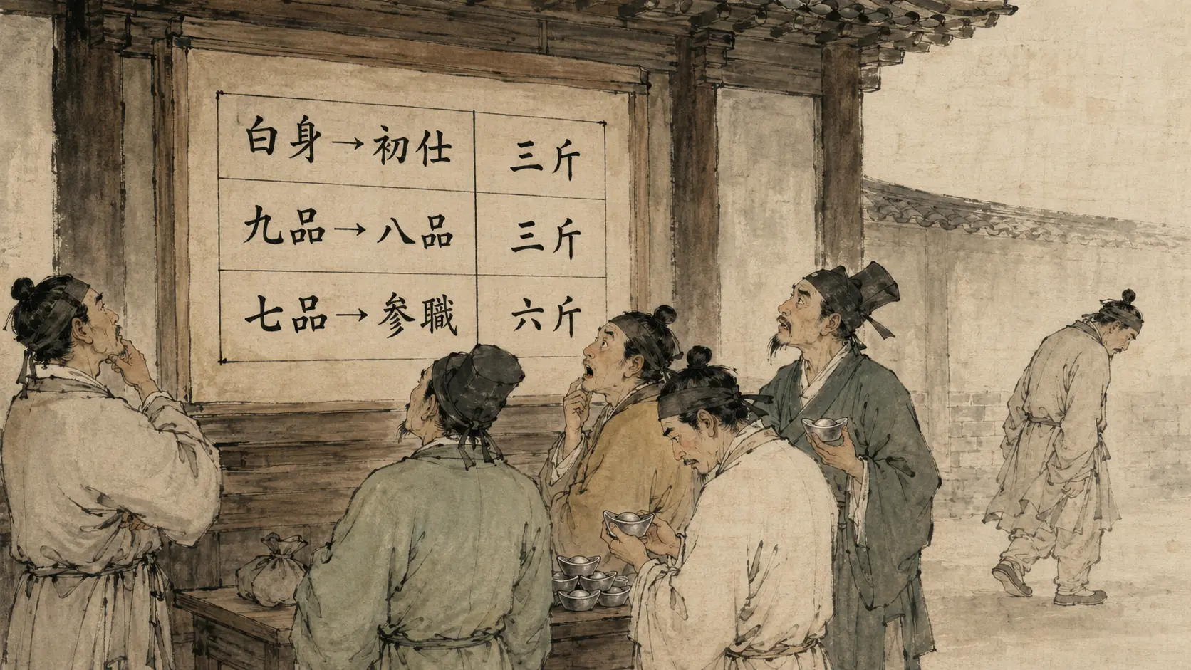 고려 납속보관제 품계별 가격표 김홍도풍 만평