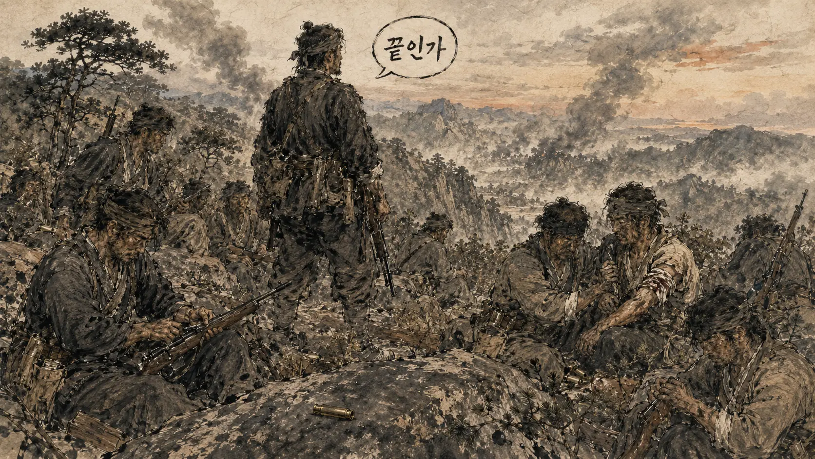 봉오동전투 청산리대첩 전투 후 독립군 장면 김홍도 풍 만평