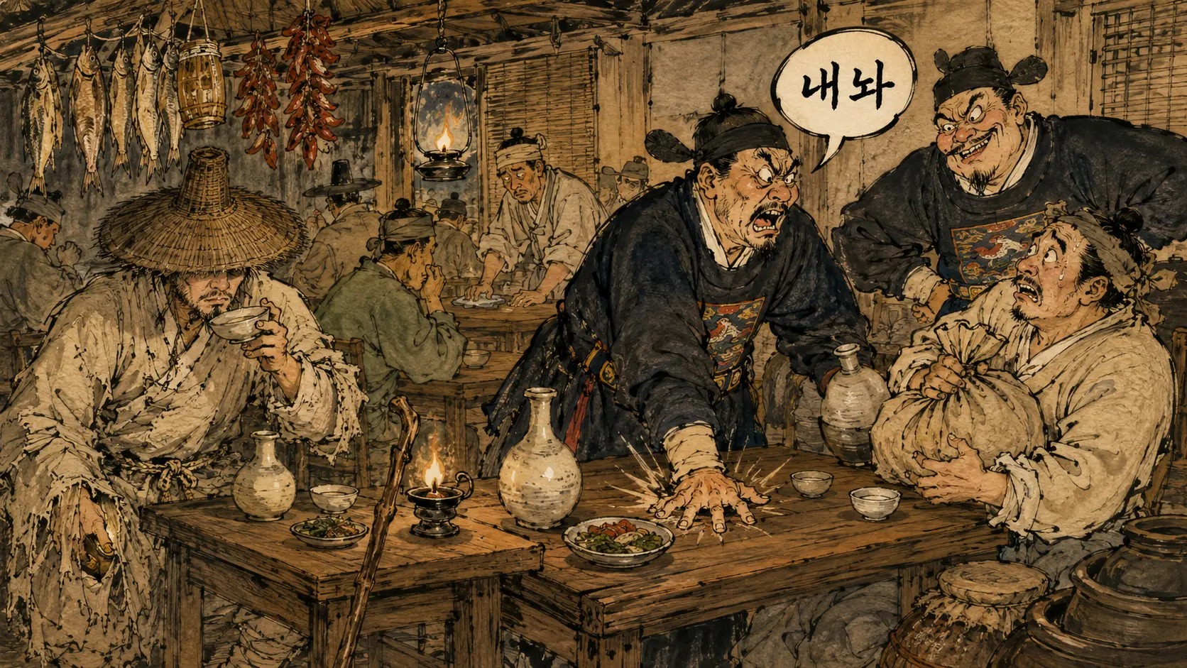 조선 암행어사 마패와 봉서 김홍도 풍 만평