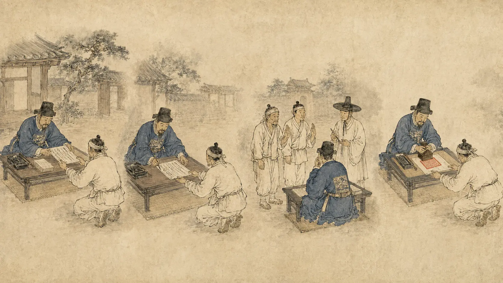 조선 가사 매매 입안 발급 절차 - 소지 제출과 진술 확인을 거쳐 입안을 받는 네 단계
