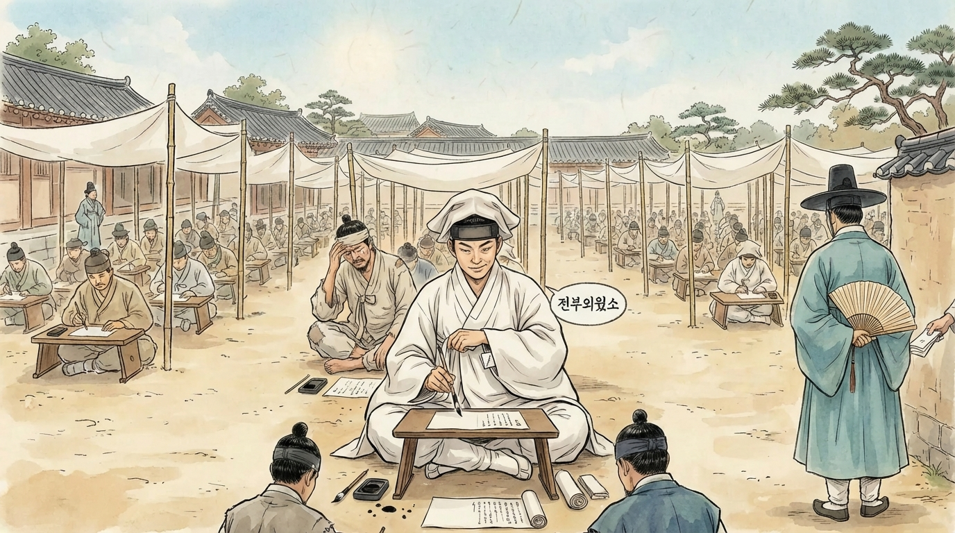 조선 과거시험 커닝 협서 김홍도 풍 만평 풍속화