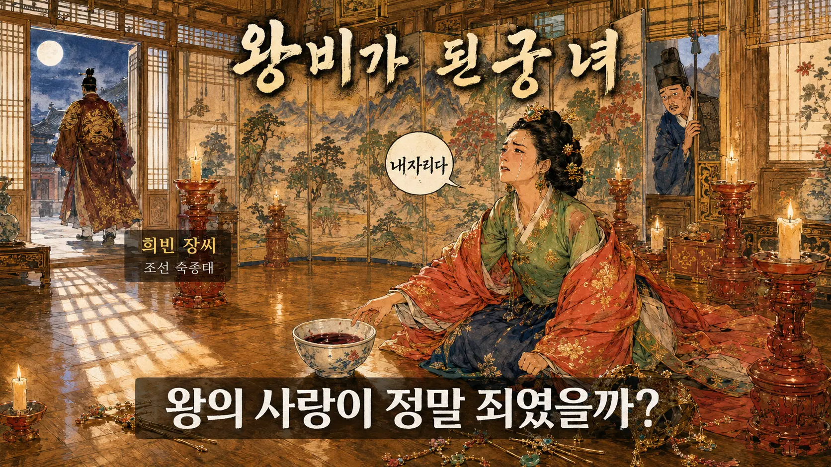 장희빈 사약 풍자 만평 궁녀 왕비