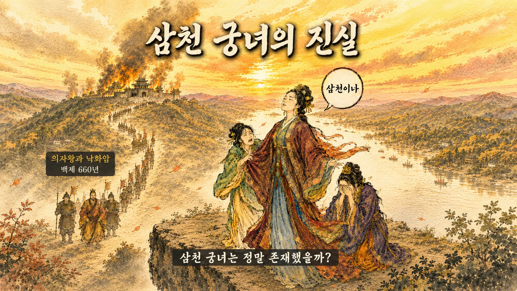 삼천궁녀 낙화암 의자왕 김홍도 풍 만평