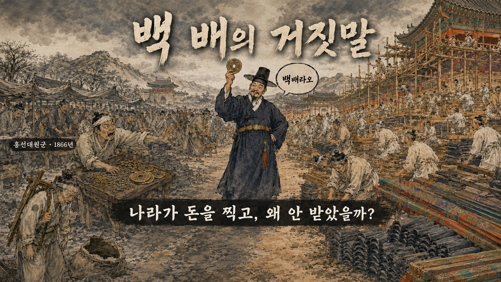 당백전 흥선대원군 경복궁 중건 만평