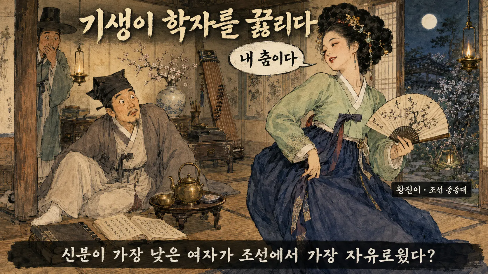 황진이 서경덕 기방 장면 만평한국사