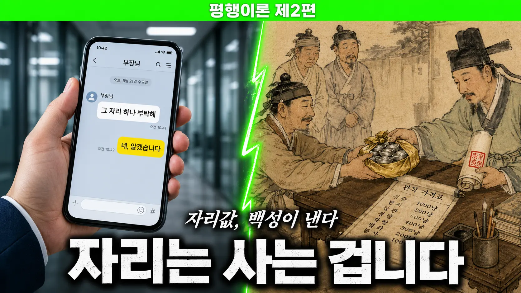 고려 납속보관제 관직 거래 장면 김홍도풍 만평