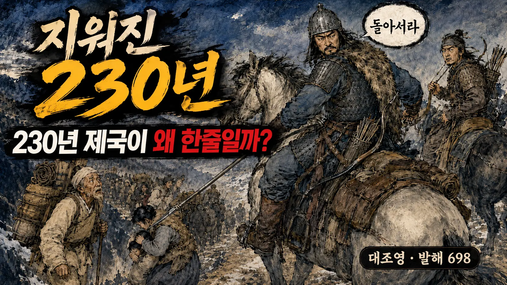 발해 대조영이 천문령 고갯길에서 말머리를 돌려 추격군을 맞는 김홍도 풍 만평