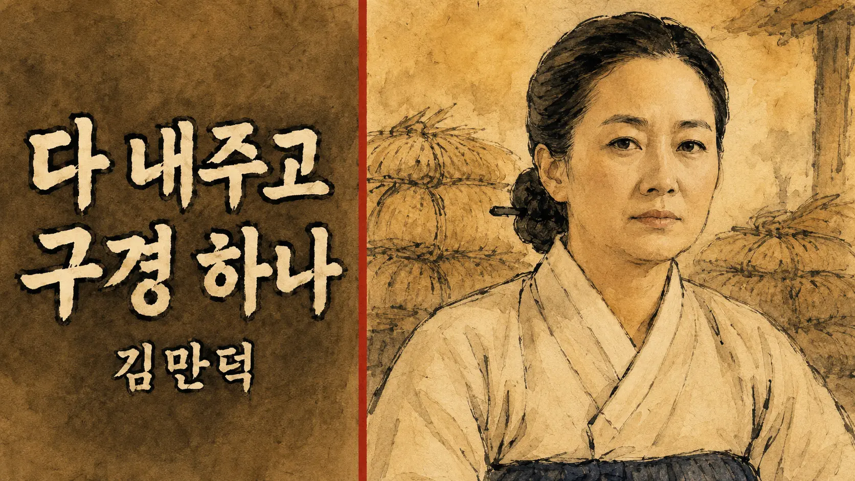 김만덕이 돈궤를 열고 곡식을 풀라 지시하는 김홍도 풍 만평